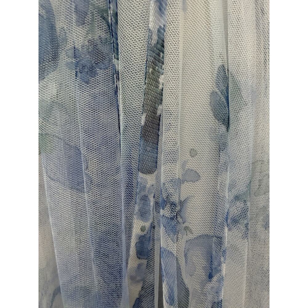 Marchesa Notte Blue Floral Dress One Shoulder Chiffon Bridesmaid Gown Sz 4 - Picture 4 of 13